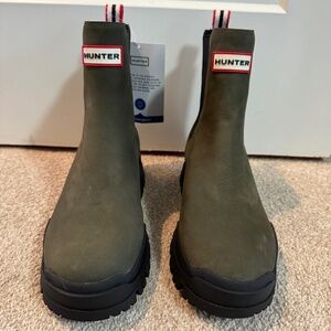 Hunter Winica Waterproof Leather Chelsea Boots Women’s 8 Black Rain Ankle Boot